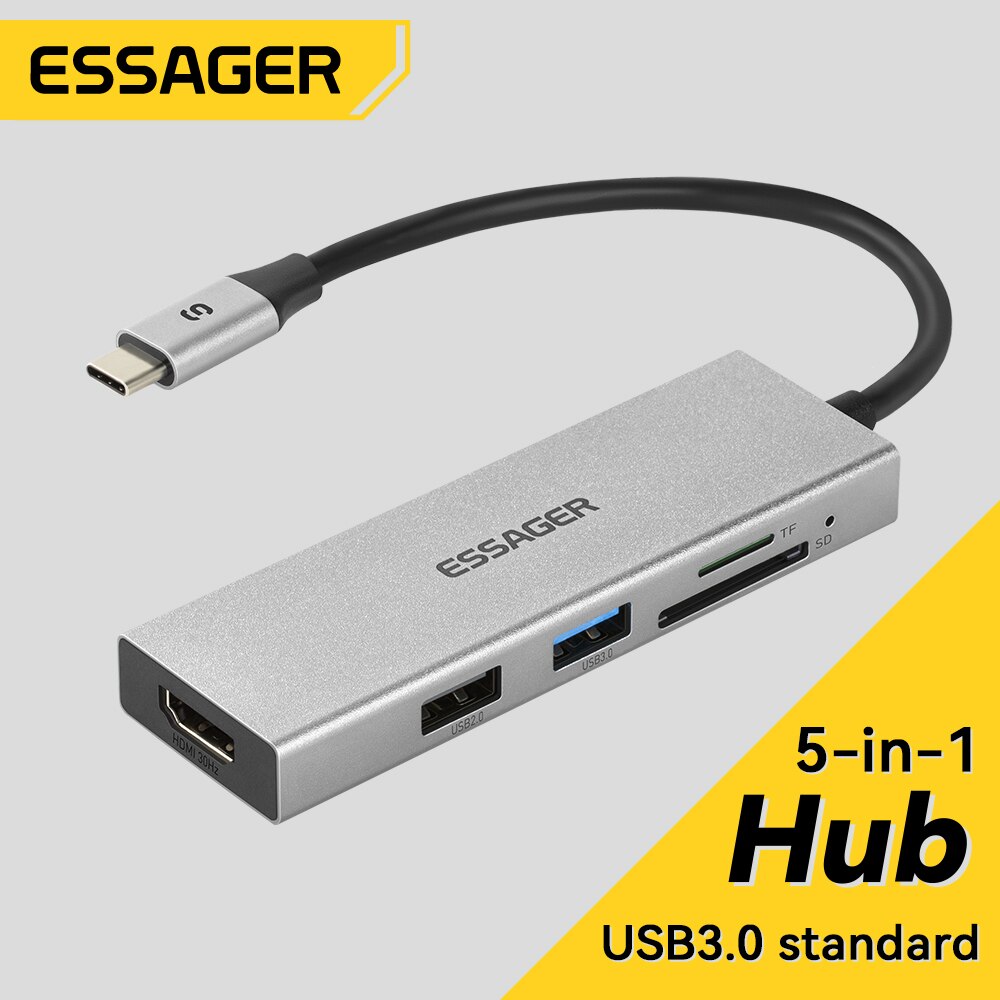 Desk Setup Usb Hub - Essager 5 в 1 USB C