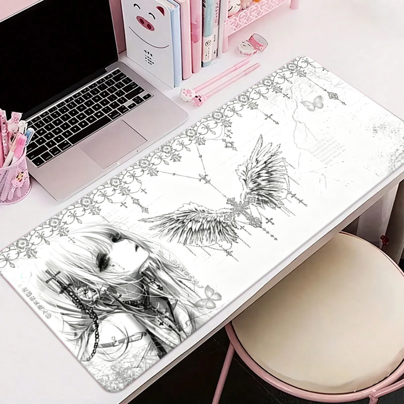 Desk Setup Accessories Aesthetic - Кожаный коврик для мыши, черно-белый, в