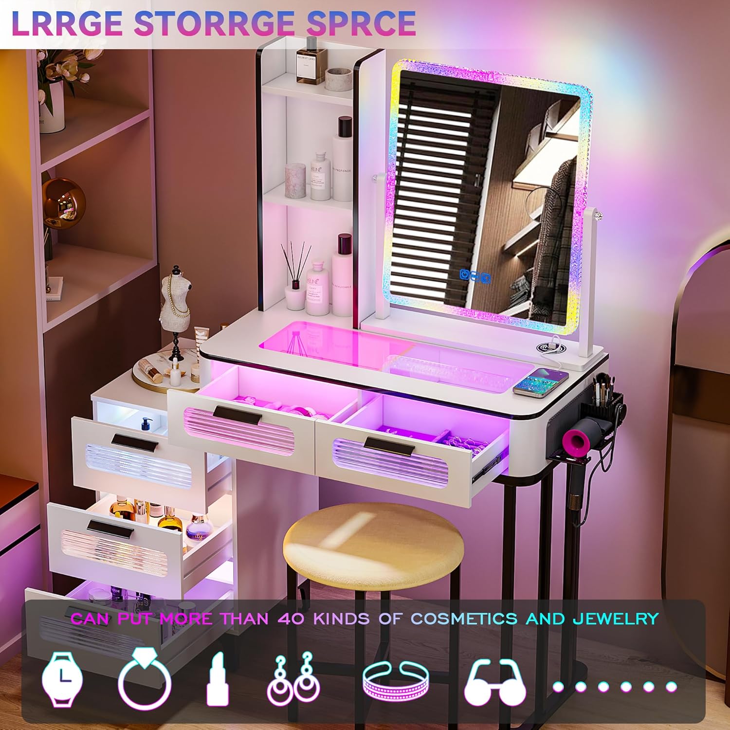 Туалетный столик i*-RGB с бесп – обзор и цена Desk Setup Charging Station