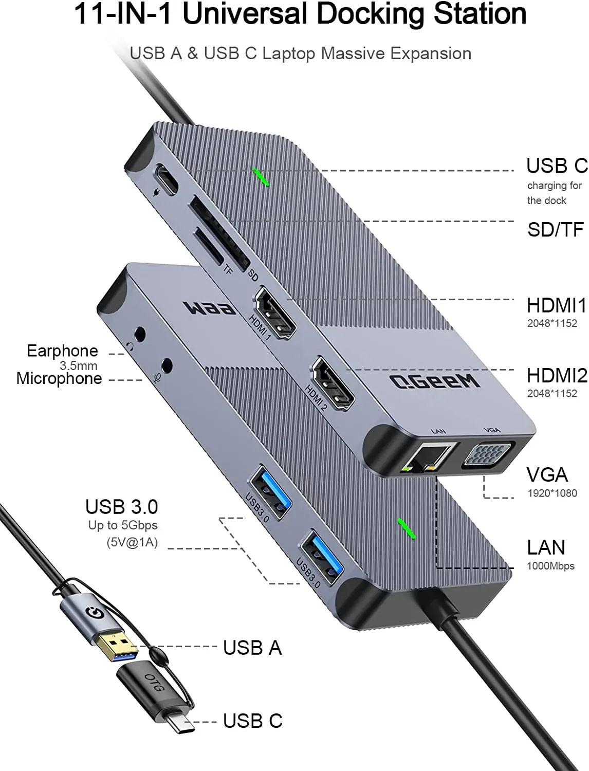 Док-станция QGeeM USB 3.0, USB – обзор и цена Desk Setup Usb Hub