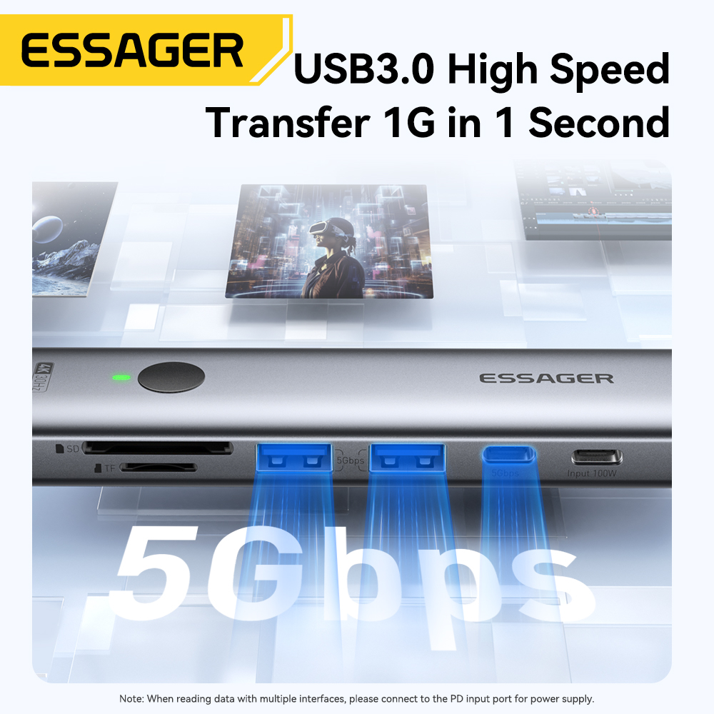 Essager USB C HUB 4K 7-в-1 Typ – обзор и цена Desk Setup Usb Hub