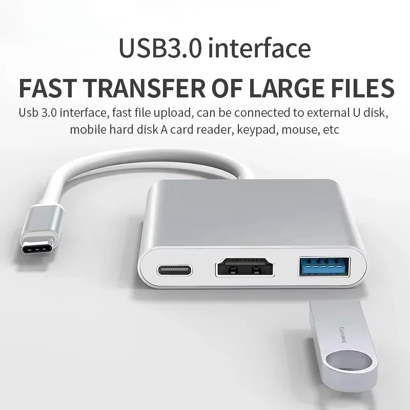 Адаптер 3-в-1 Type-C на HDMI,  – обзор и цена Desk Setup Usb Hub