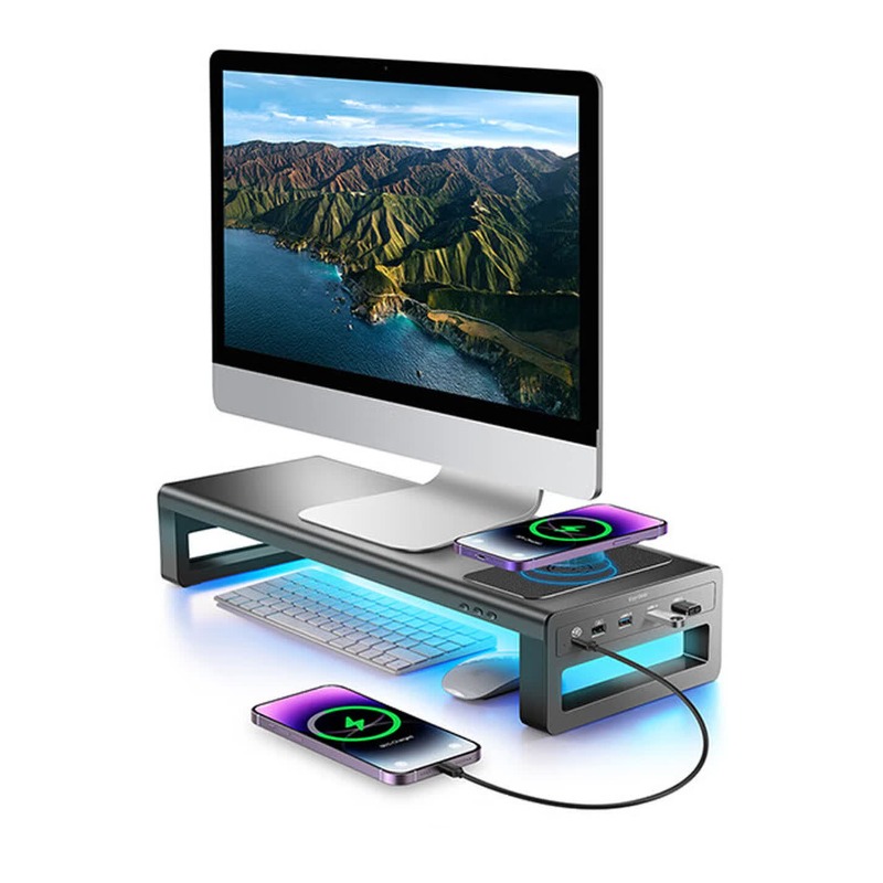 Подставка для монитора RGB, на – обзор и цена Desk Setup Laptop And Monitor